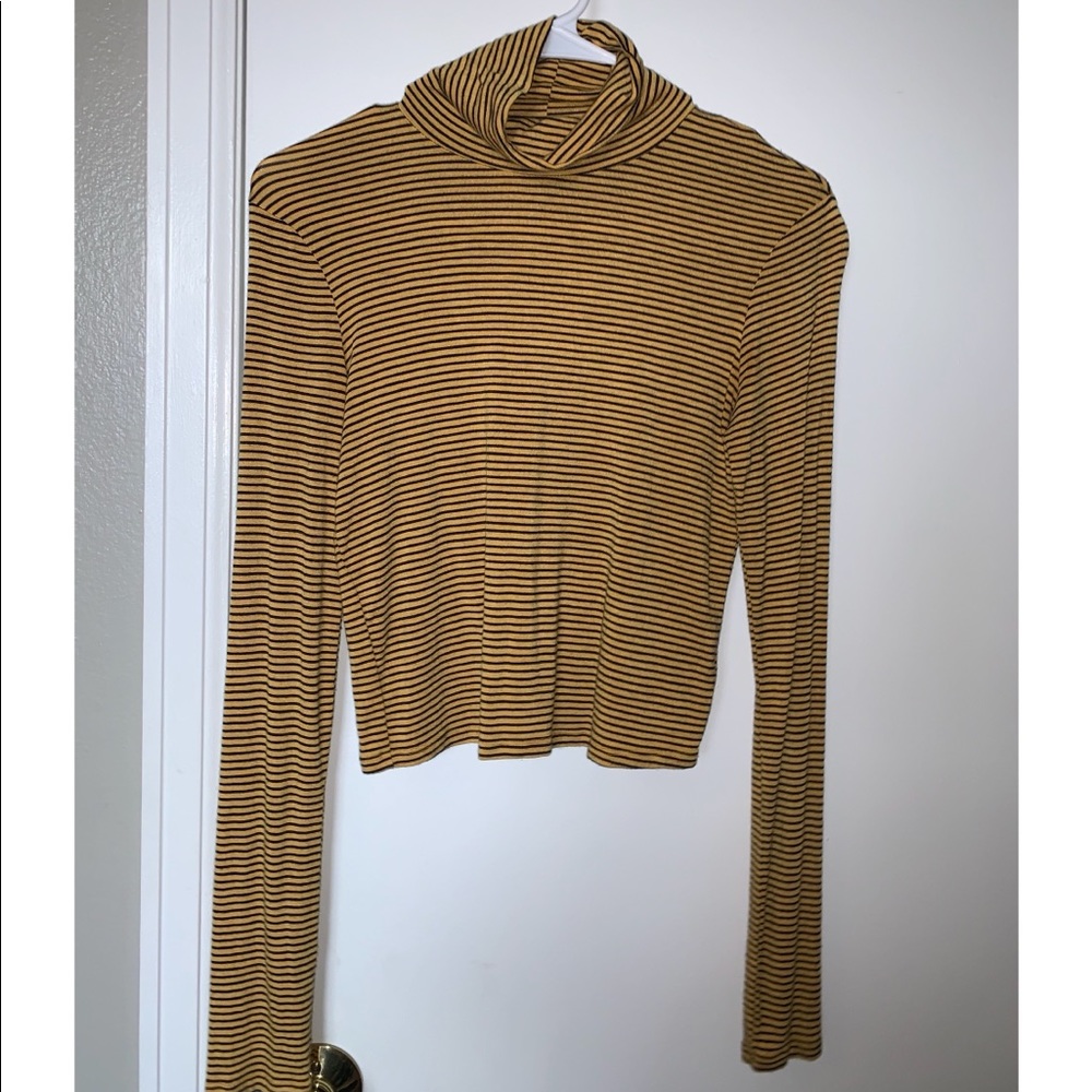 Striped turtleneck crop top